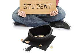 Student um Geld bittend