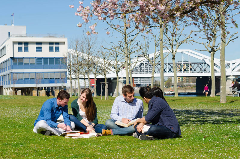 Studierende auf der Wiese vor dem Ostasieninstitut