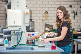 Studierende sitzen auf einer Wiese des Hochschulcampus