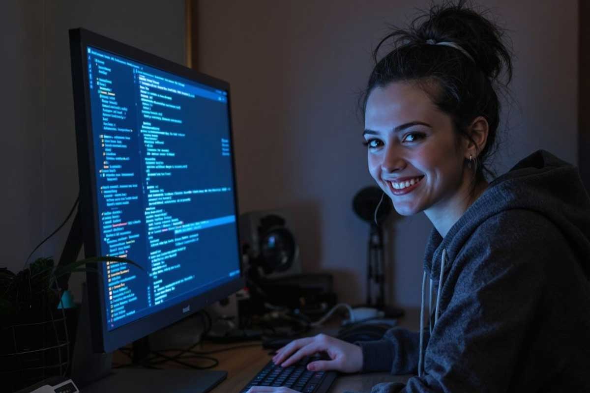 Frau vor dem Computerbildschirm
