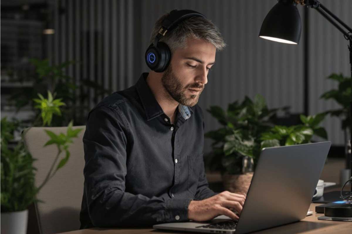 Mann mit Kopfhörern