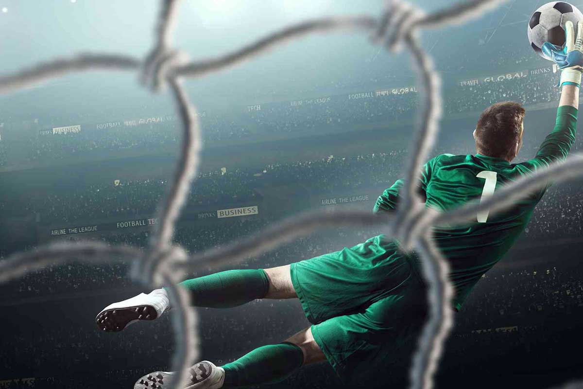Fußballer im Tor