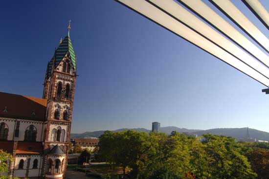 Blick auf Stühlinger Kirche