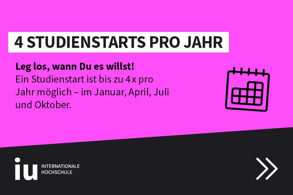 USP des IU Mystudium: 4 Studienstarts pro Jahr