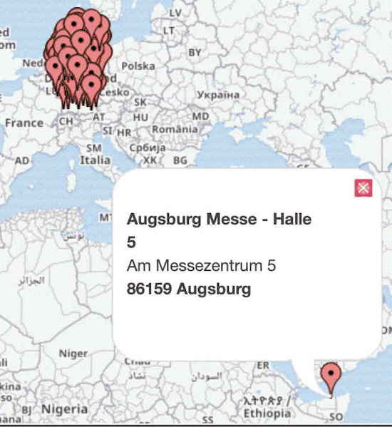 Ein wenig daneben: Ein TMS-Testort wird in Afrika angezeigt …