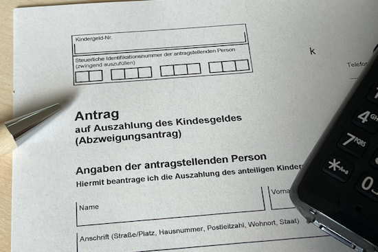 Ausschnitt aus dem Abzweigungsantrag für das Kindergeld.