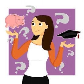 Eine Studentin macht sich Sorgen um die Finanzierung ihres Studiums