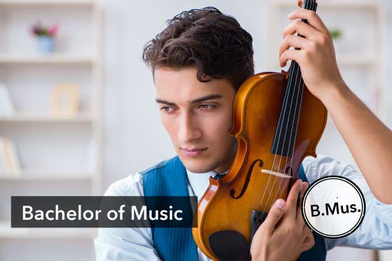 Student stimmt seine Geige, Bachelor of Music, Stempel M.Mus.