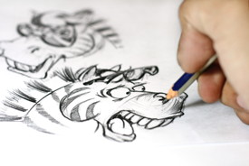 Hand zeichnet Skizze für Comic mit zwei Zebras