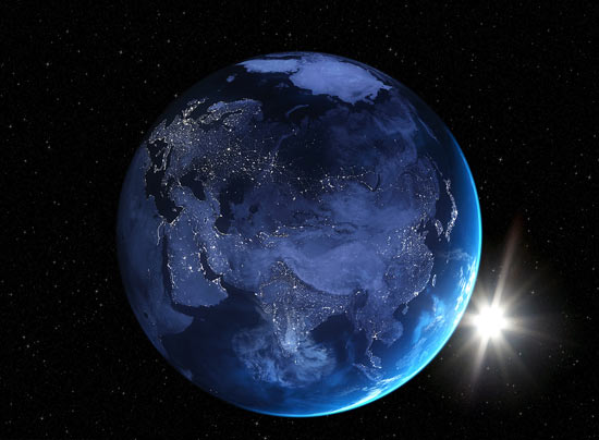 Aufnahme der Erde bei Nacht aus dem Weltall