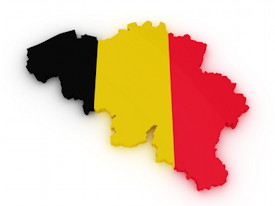 Umriss von Belgien, schwarz-gelb-rot (Farben der Landesflagge)