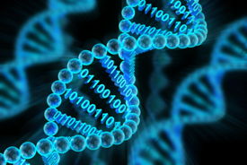 DNA-Helix mit binärem Code