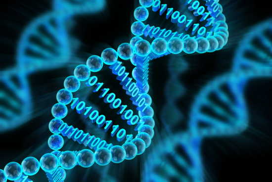 DNA-Helix mit binärem Code