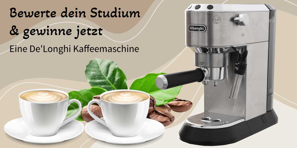 Bewerte dein Studium und gewinne eine De'Longhi Kaffeemaschine für deinen Espresso