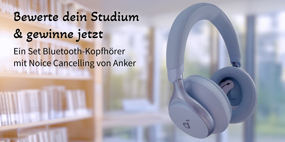 Bewerte dein Studium und gewinne ein Set Bluetooth-Kopfhörer von Anker