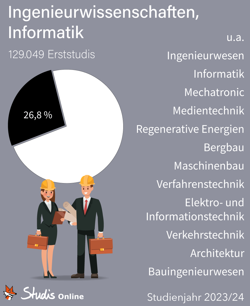 Wie viele von 481.962 Erststudis im Studienjahr 2023/24 wählten Ingenieurwissenschaften und Informatik?