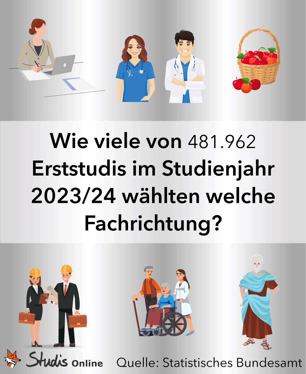 Wie viele von 481.962 Erststudis im Studienjahr 2023/24 wählten welche Fachrichtung?