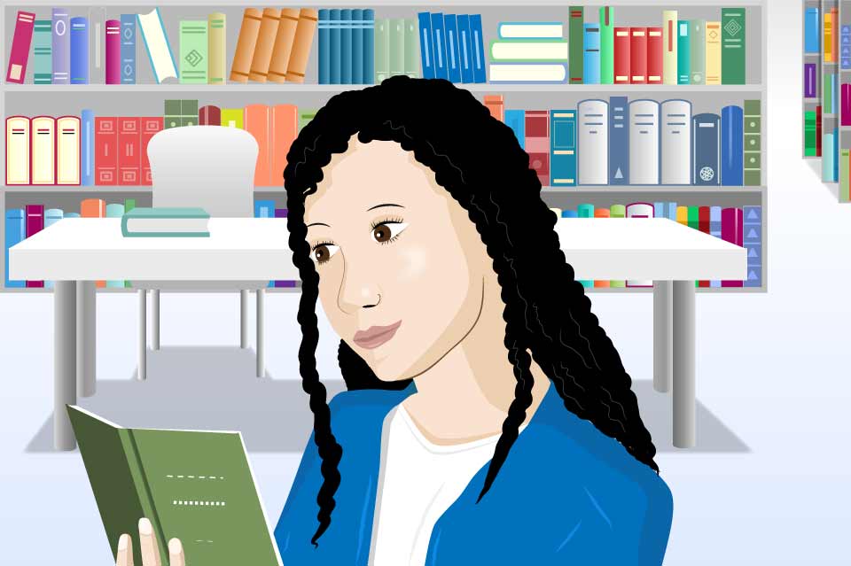 Studentin in der Bibliothek