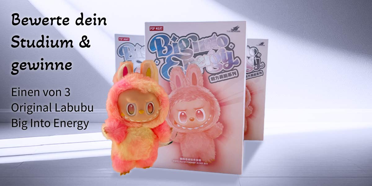 Bewerte dein Studium und gewinne einen von 3 Original Labubu Big Into Energy