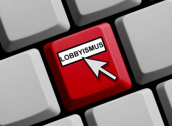 Rote Lobbyismus-Taste auf Tastatur
